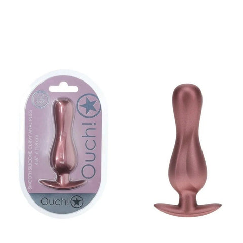 Shots OUCH! Curvy 11.7 cm Metallic Silicone Anal Plug - Butt Plugs