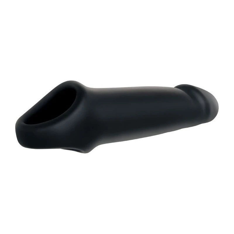 Adam And Eve Adams Fantasy Penis Extension Sleeve With Ball Strap Black Penis Sleeves and Extenders