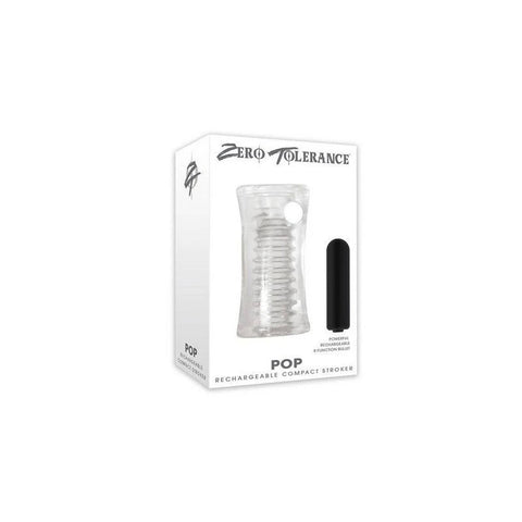 Zero Tolerance Pop Male Stroker With Vibrating Bullet Clear - Masturbators and Strokers