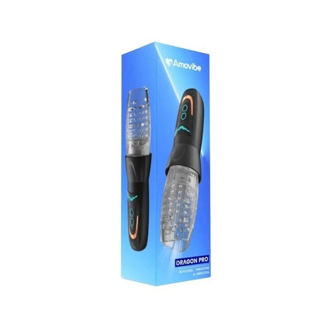 Amovibe Dragon Pro Rechargeable Rotating Male Masturbator Black - Masturbators and Strokers