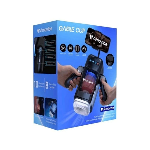 Amovibe Game Cup Thrusting & Rechargeable Male Masturbator Black - Masturbators and Strokers