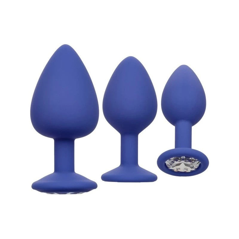 California Exotics Cheeky Gems Anal Plug Set Purple Butt Plugs