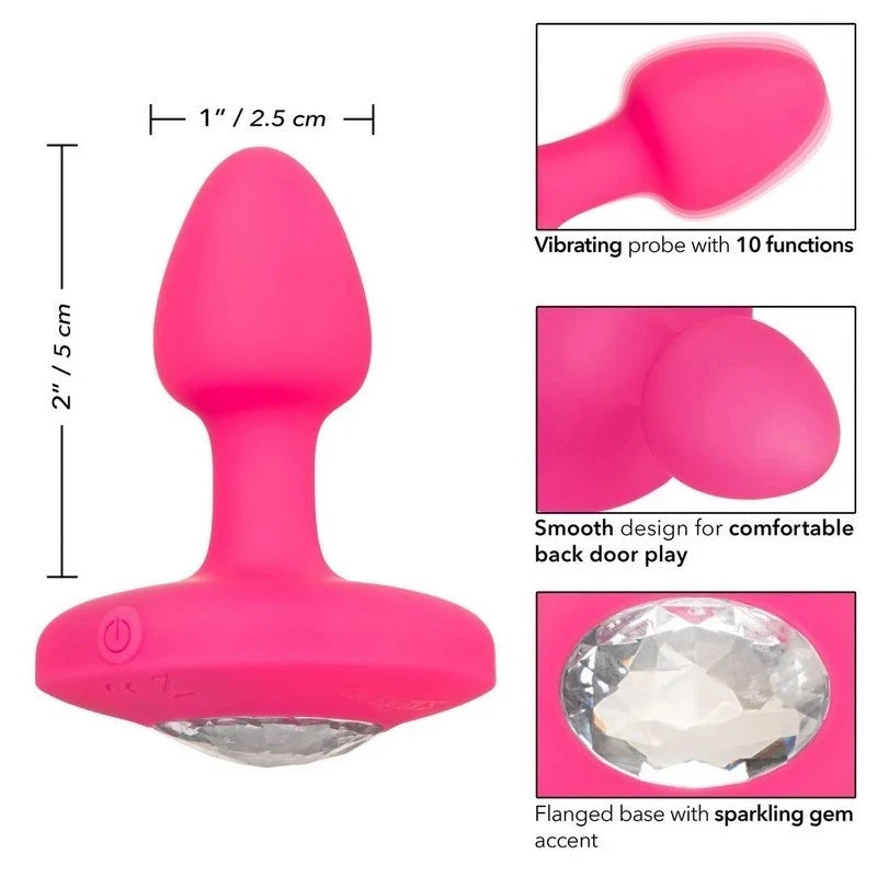 California Exotics Cheeky Gems Rechargeable Vibrating Butt Plug Pink Butt Plugs