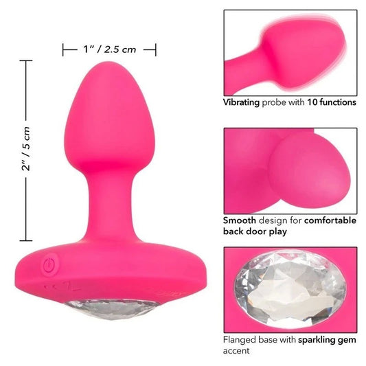 California Exotics Cheeky Gems Rechargeable Vibrating Butt Plug Pink Butt Plugs