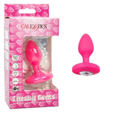 California Exotics Cheeky Gems Rechargeable Vibrating Butt Plug Pink - Butt Plugs