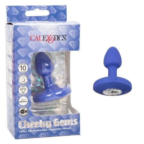 California Exotics Cheeky Gems Rechargeable Vibrating Anal Plug Purple - Butt Plugs