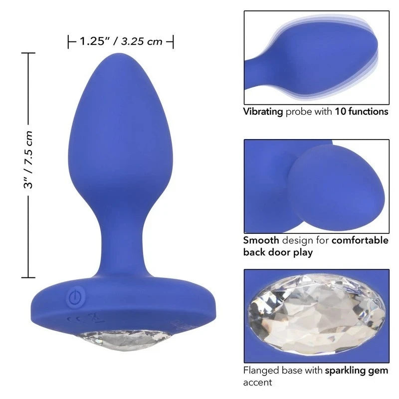 California Exotics Cheeky Gems Rechargeable Vibrating Anal Plug Purple Butt Plugs