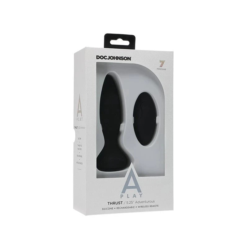A-Play Thrust Adventurous Rechargeable Remote Control Silicone Anal Plug Black Butt Plugs