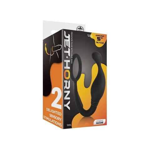 Jet Horny Male Prostate Plug With Love Ring Black - Prostate Toys