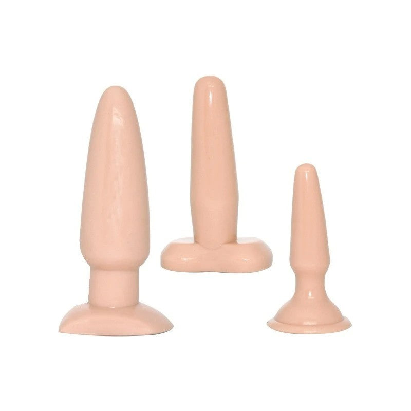Excellent Power Vanilla Dip Butt Plugs Set Flesh Butt Plugs