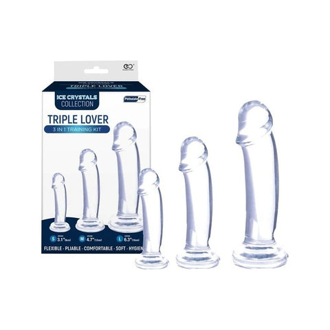 Ice Crystals Collection Triple Lover 3 In 1 Anal Plug Training Kit Clear - Butt Plugs