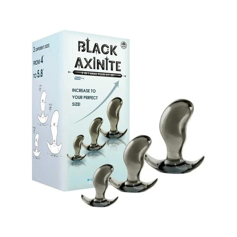 Black Axinite 3 In 1 Flexible and Hygienic Anal Plug Kit Set - Butt Plugs