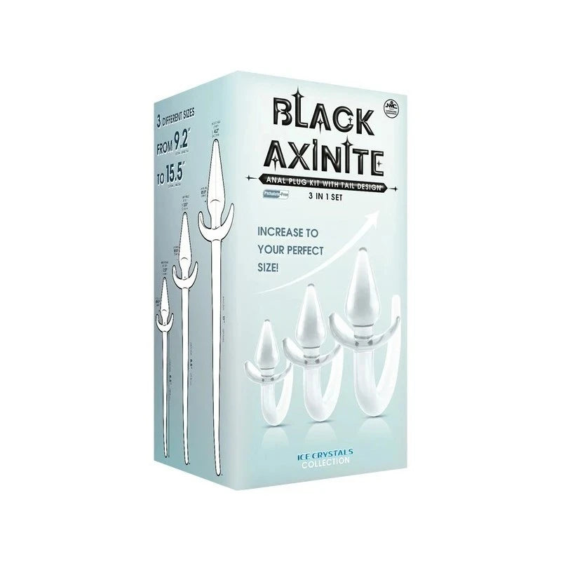 Black Axinite 3 In 1 Unique Design Anal Plug Kit with Tail Butt Plugs