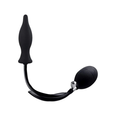 Strafe Inflatable Teardrop Silicone Butt Plug With Pumps Black - Butt Plugs
