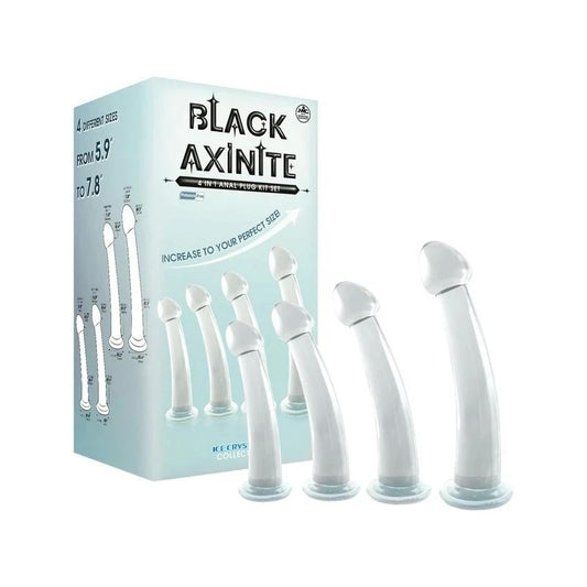 Black Axinite 4 In 1 Suction Cup Base Anal Plug Kit Set Butt Plugs