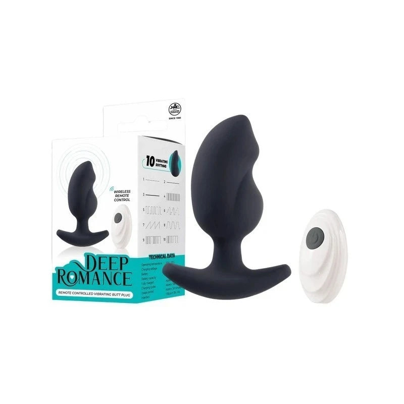 Deep Romance Remote Controlled Vibrating Butt Plug Black Butt Plugs