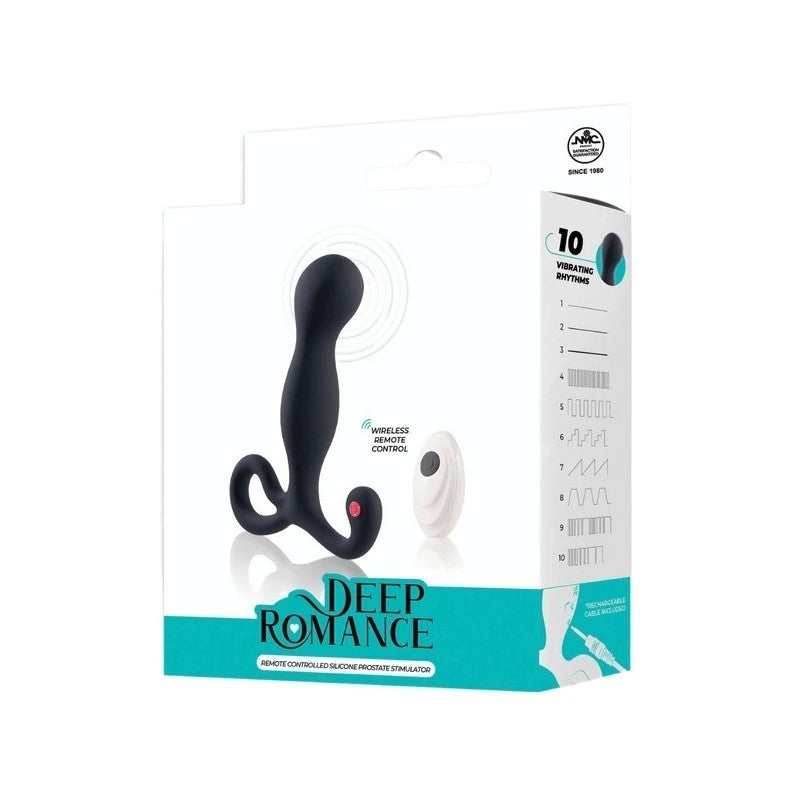 Deep Romance Remote Controlled Silicone Prostate Stimulator Black Prostate Toys