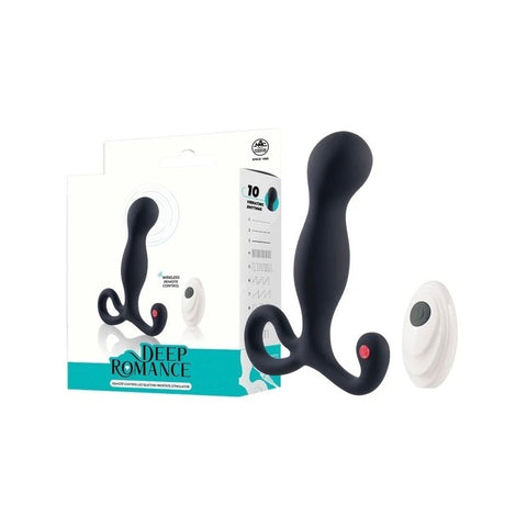Deep Romance Remote Controlled Silicone Prostate Stimulator Black - Prostate Toys