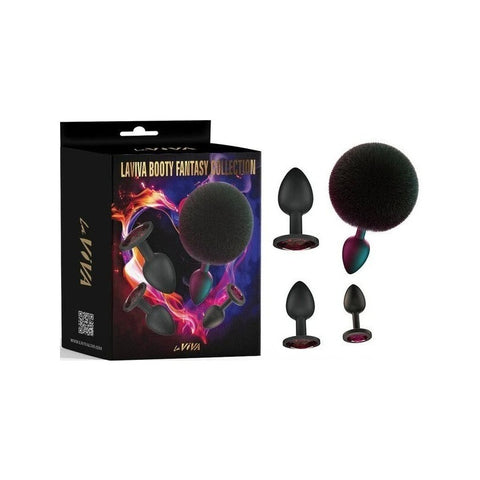 La Viva Booty Fantasy Diamond Butt Plug Collection 4 Piece Black - Butt Plugs