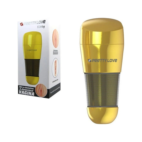 Pretty Love Kitty Vagina Automatic Male Masturbator Gold - Masturbators and Strokers
