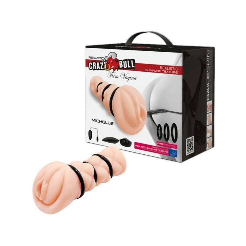 Crazy Bull Michelle Firm Vagina Vibrating Realistic Stroker Flesh Masturbators and Strokers