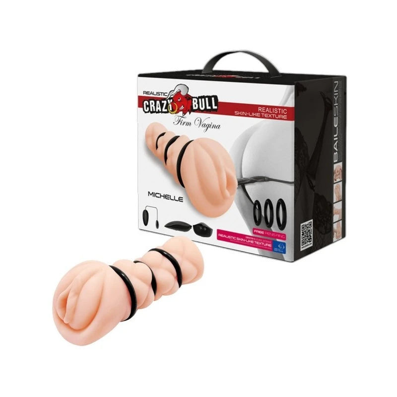 Crazy Bull Michelle Firm Vagina Vibrating Realistic Stroker Flesh Masturbators and Strokers