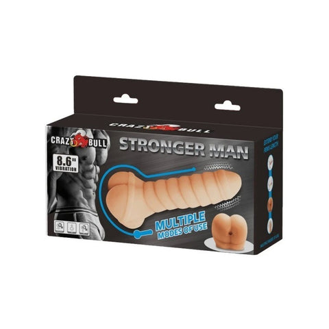 Crazy Bull Stronger Man 8.6 Inches Vibrating Mens Masturbator Flesh - Masturbators and Strokers