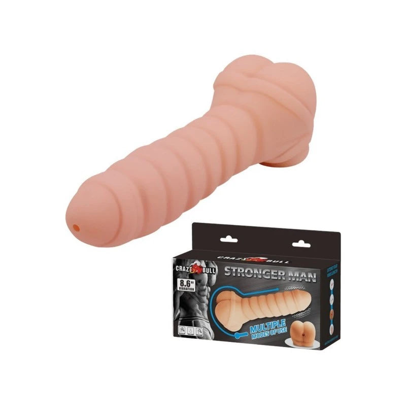 Crazy Bull Stronger Man 8.6 Inches Vibrating Mens Masturbator Flesh Masturbators and Strokers