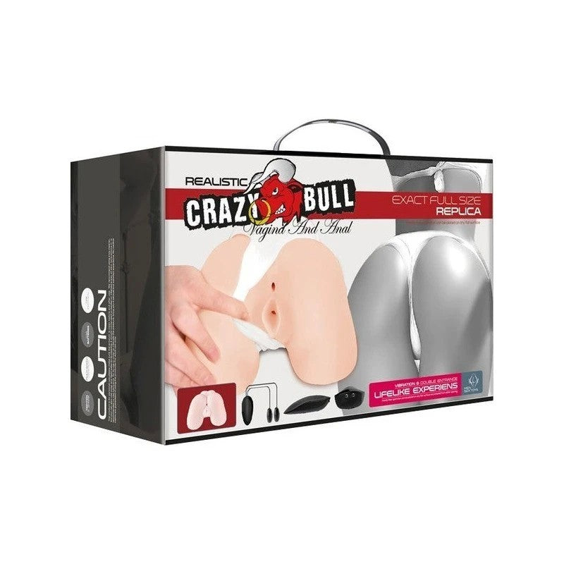 Crazy Bull Back door Vibrating Vagina & Anal Stimulator Flesh Realistic Butts And Vaginas