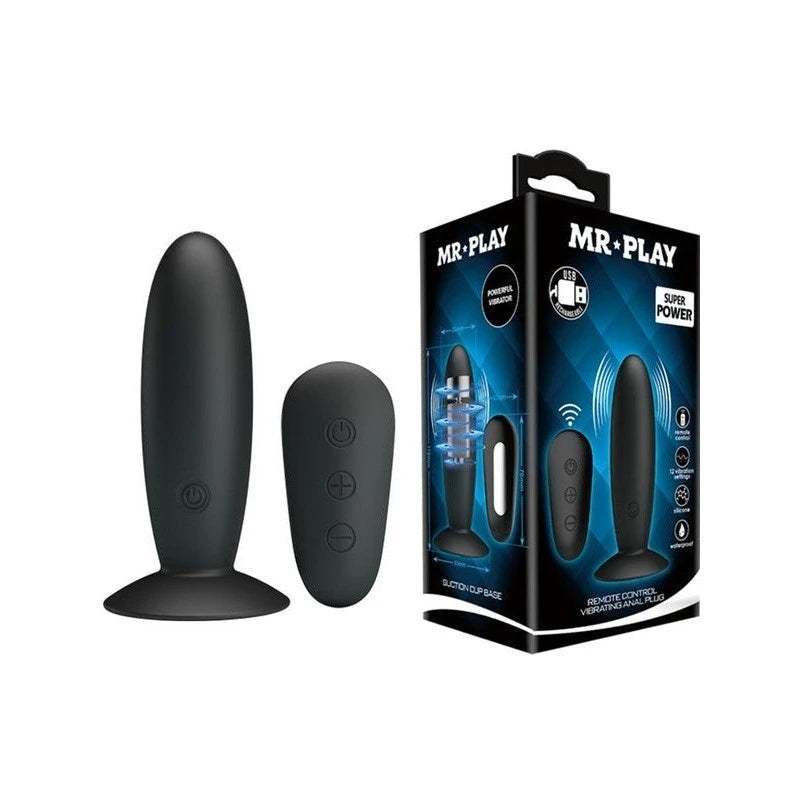 Mr Play Remote Control Vibrating Anal Plug Black Butt Plugs
