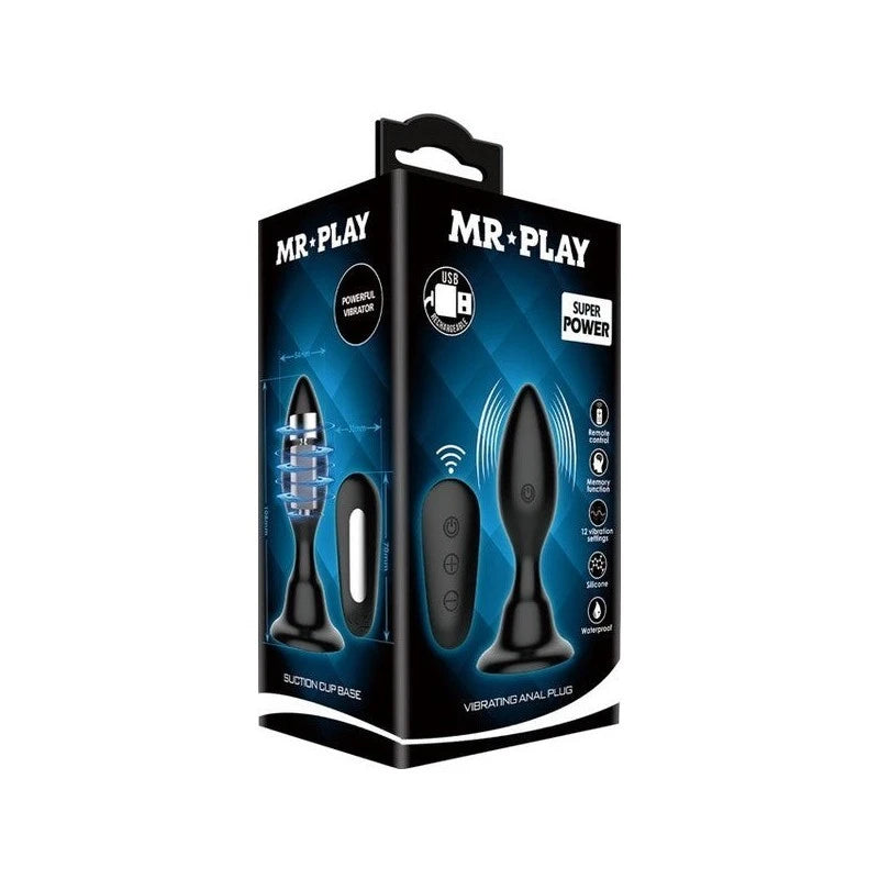 Mr Play High Quality Remote Control Vibrating Anal Plug Black Butt Plugs