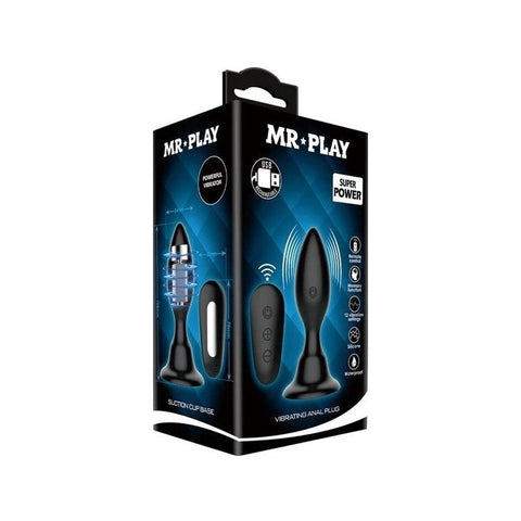 Mr Play High Quality Remote Control Vibrating Anal Plug Black - Butt Plugs