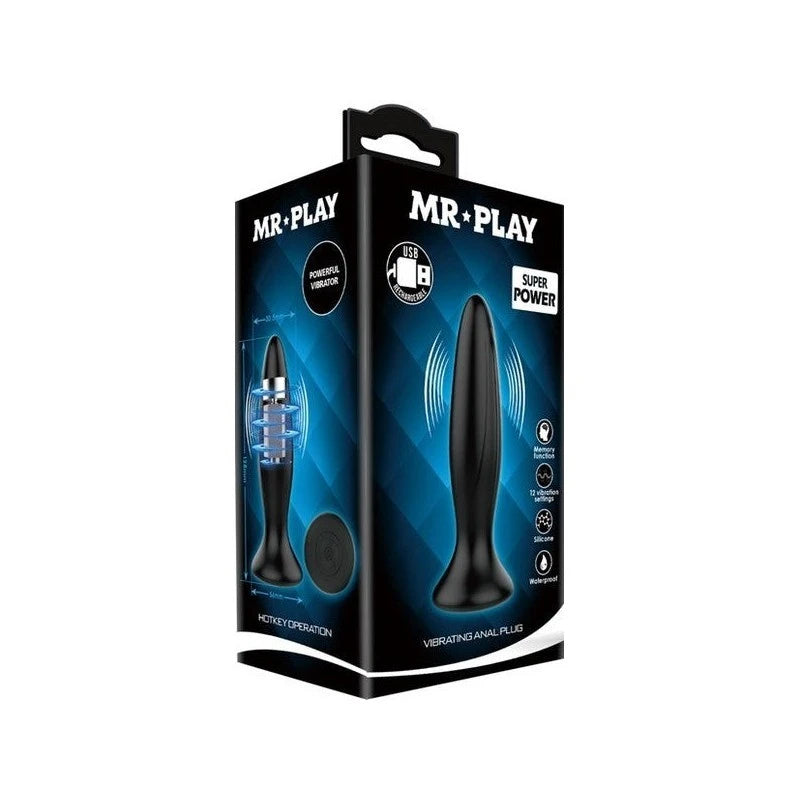 Mr Play 12 Function Vibrating Anal Plug Black Butt Plugs