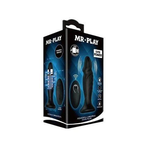 Mr Play Sleek & Powerful Vibrating Remote Control Anal Plug Black - Butt Plugs