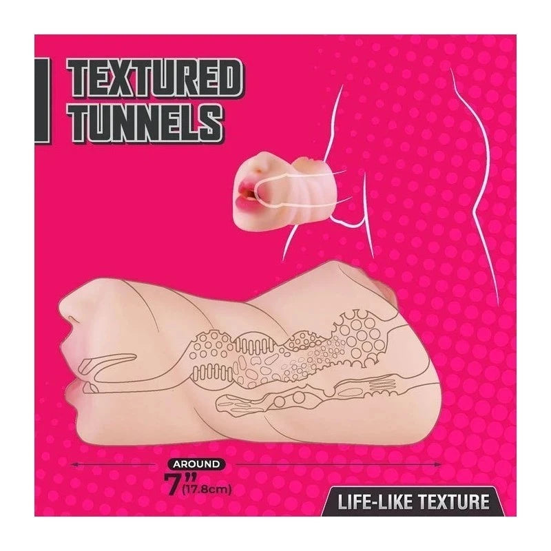 Excellent Power Moist and Surge Double Ended Mens Masturbator Flesh Realistic Butts And Vaginas