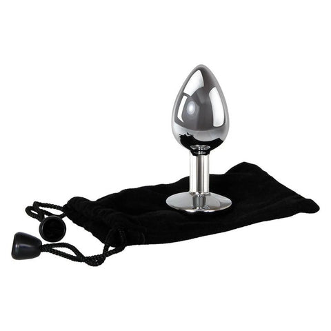 Adam and Eve Metallic Butt Plug with Clear Gem Base - Butt Plugs