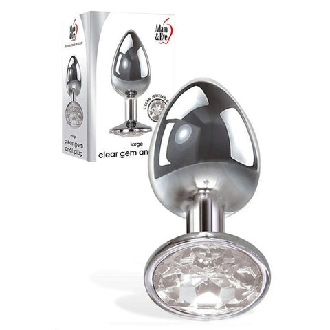 Adam and Eve Metallic Butt Plug with Clear Gem Base - Butt Plugs