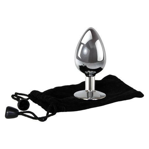 Adam and Eve Metallic Butt Plug with Clear Gem Base - Butt Plugs