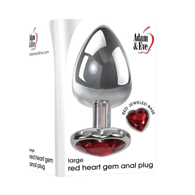 Adam and Eve Metallic Gen Butt Plug with Heart Gem Base Butt Plugs