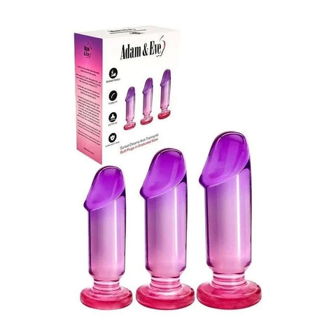 Adam & Eve SUNSET DREAMS Anal Training Kit Pink/Purple - Butt Plugs