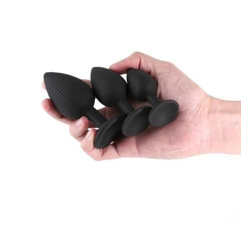Renegade Triple Ace Textured Anal Plug Kit Black - Butt Plugs