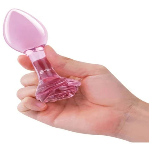 b-Vibe Pink Roses Glass Anal Plug Training Set - Butt Plugs
