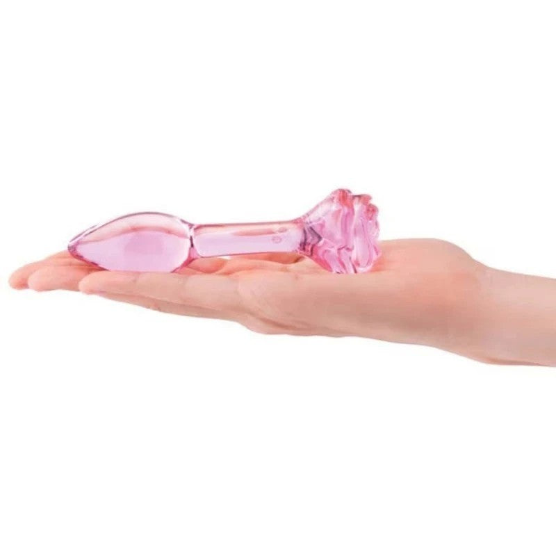 b-Vibe Pink Roses Glass Anal Plug Training Set Butt Plugs