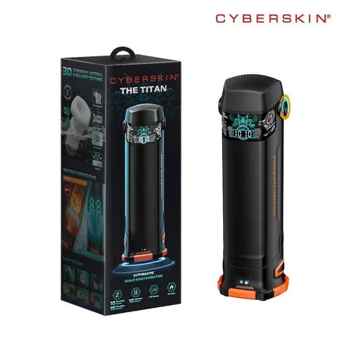 CyberSkin The Titan Thrusting & Vibrating Masturbator Black - Masturbators and Strokers