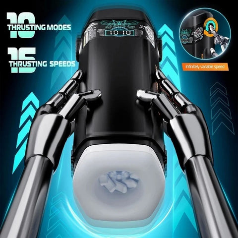 CyberSkin The Titan Thrusting & Vibrating Masturbator Black - Masturbators and Strokers