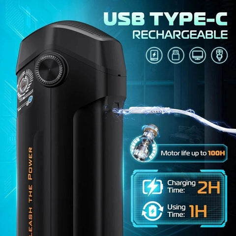 CyberSkin The Titan Thrusting & Vibrating Masturbator Black - Masturbators and Strokers