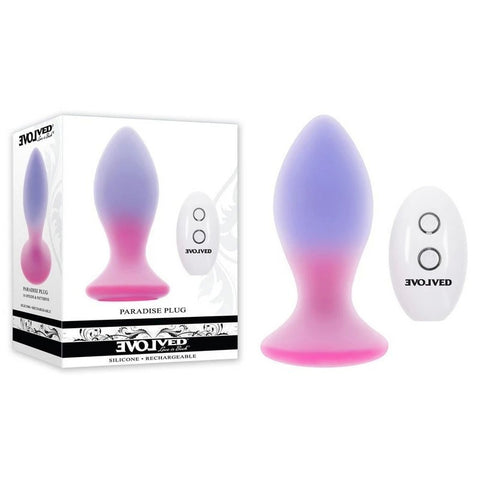 Evolved PARADISE Rechargeable Butt Plug Pink/Purple - Butt Plugs