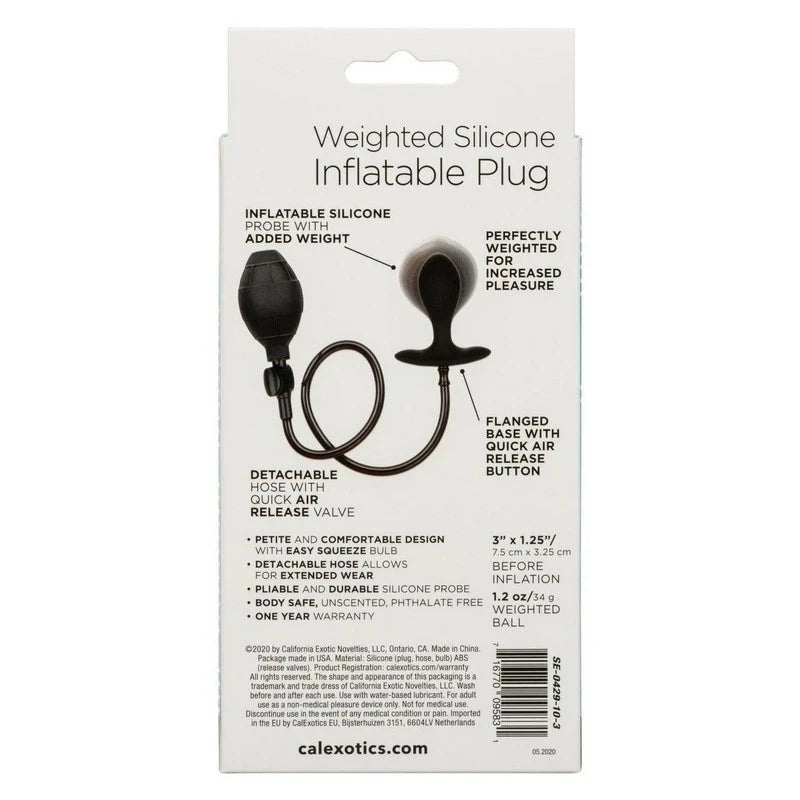 California Exotics Weighted Inflatable Butt Plug Black Butt Plugs