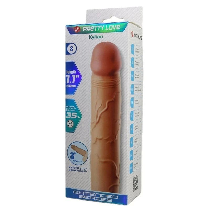 Pretty Love Kylian 7.1 Inch Llifelike Penis Extender Sleeve Penis Sleeves and Extenders