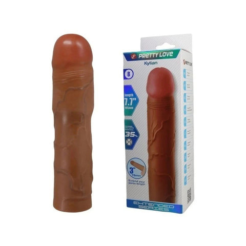 Pretty Love Kylian 7.1 Inch Llifelike Penis Extender Sleeve - Penis Sleeves and Extenders